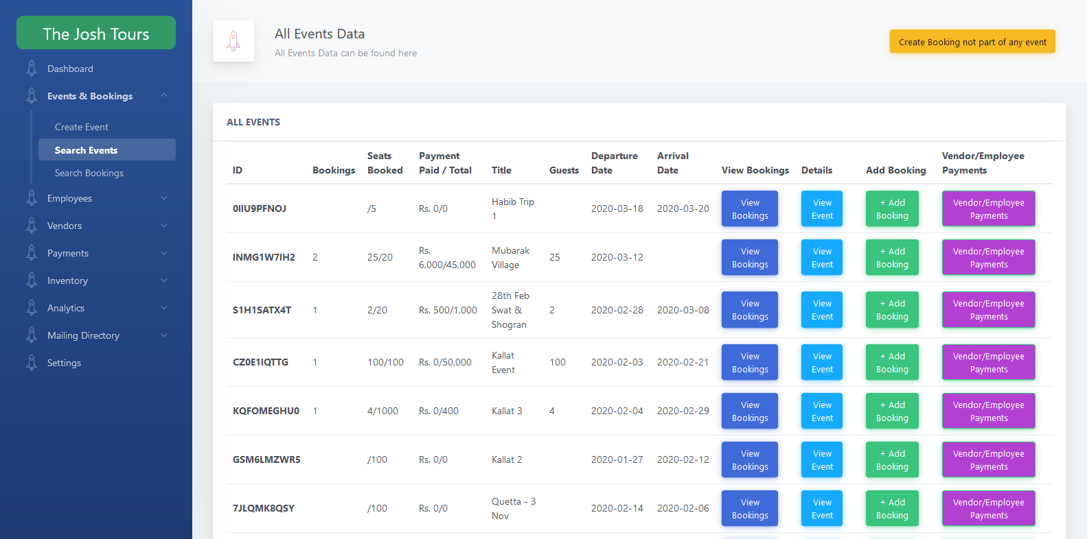 Tour Management System - Josh Tours